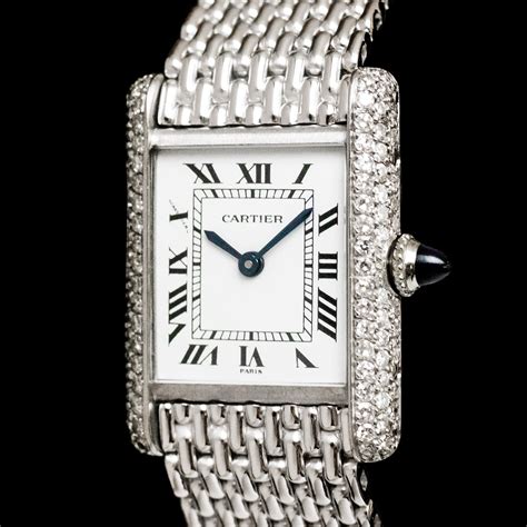 cartier tank watch with diamonds